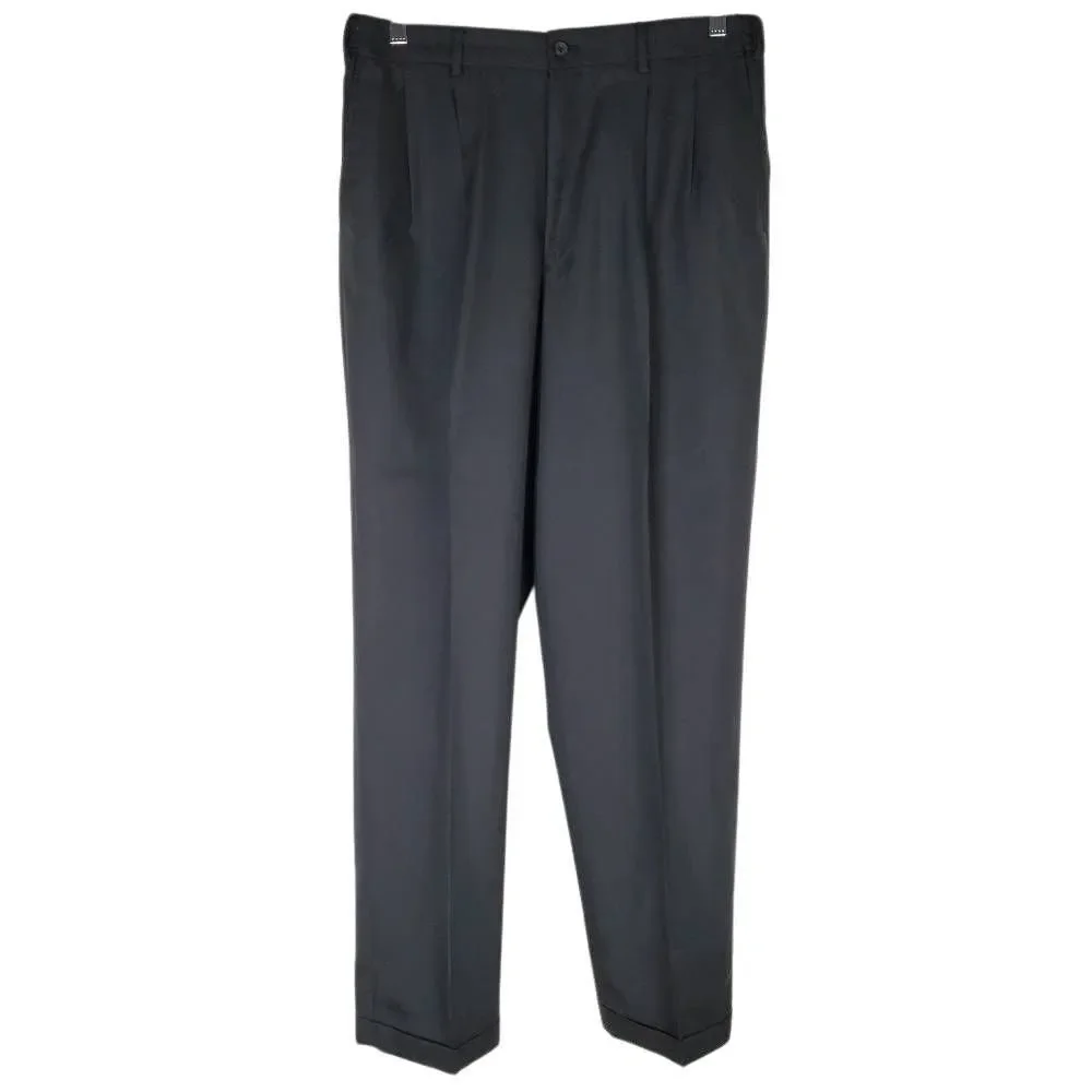Claiborne Pleated Front Cuffed Hem Classic Meru Dress Pants‎ Black Size 36/32